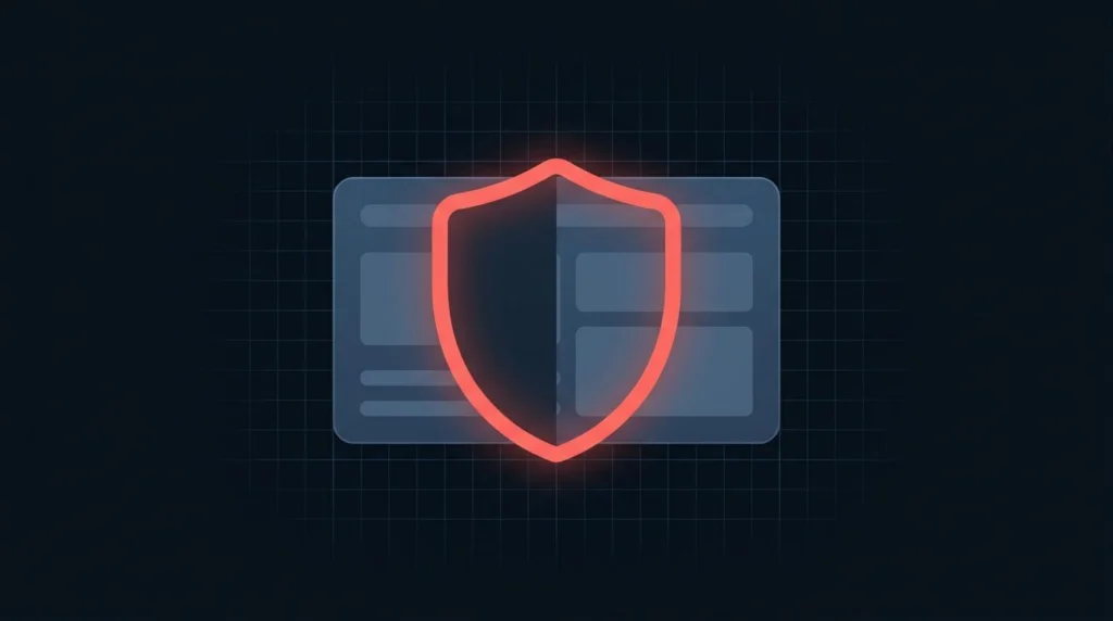 Ilustración: un escudo rojo sobre una página web, que representa la caché de Cloudflare delante del sitio