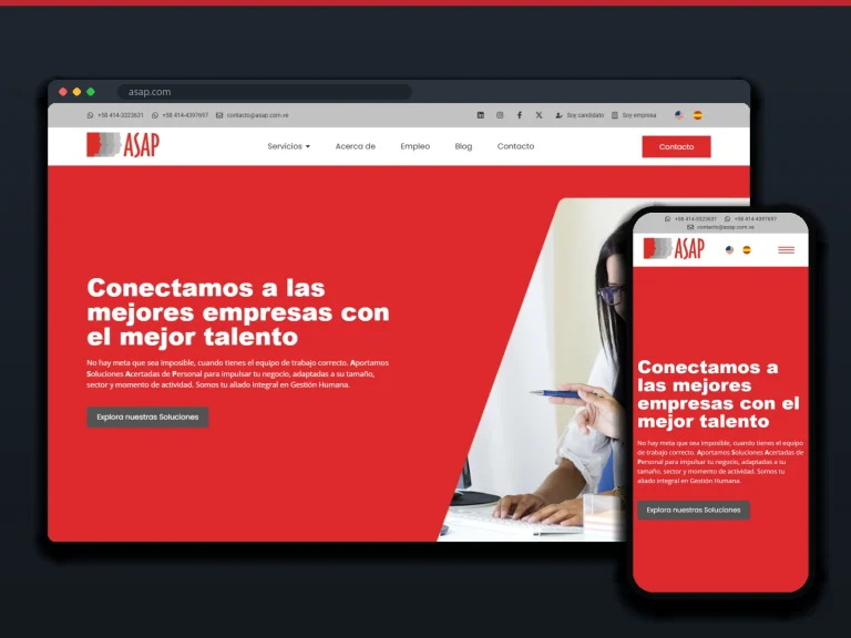 ASAP Gestión Humana: sitio en escritorio y móvil