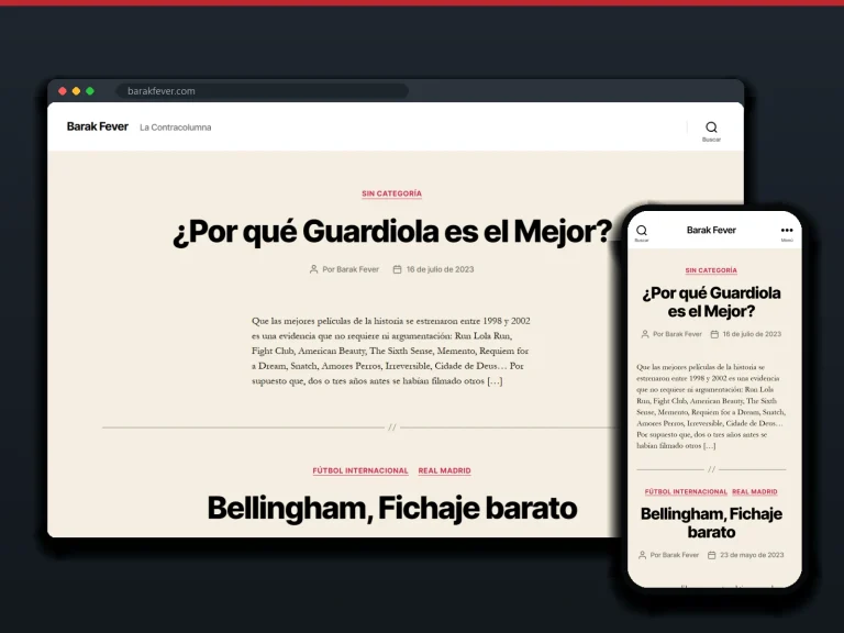 Barak Fever: sitio en escritorio y móvil