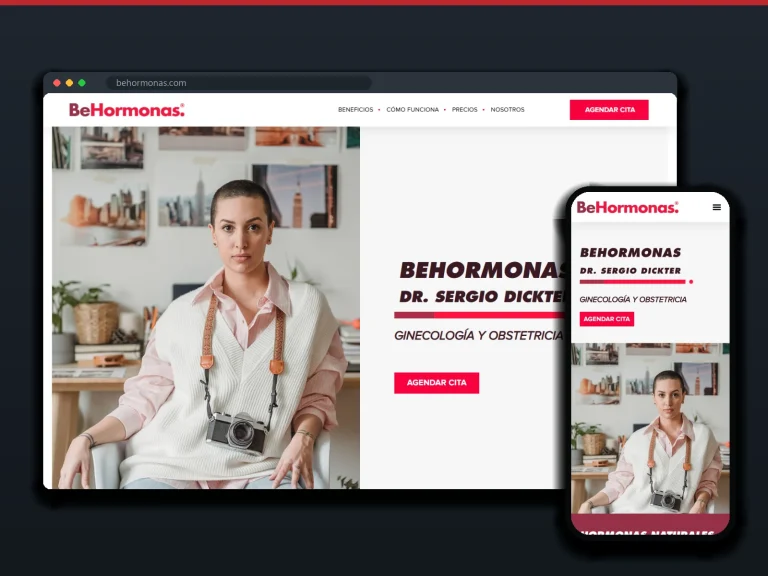 BeHormonas: sitio en escritorio y móvil