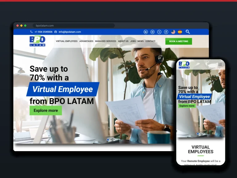 BPO Latam: sitio en escritorio y móvil