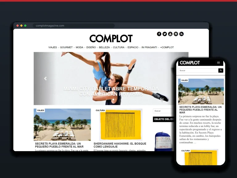 Complot Magazine: sitio en escritorio y móvil