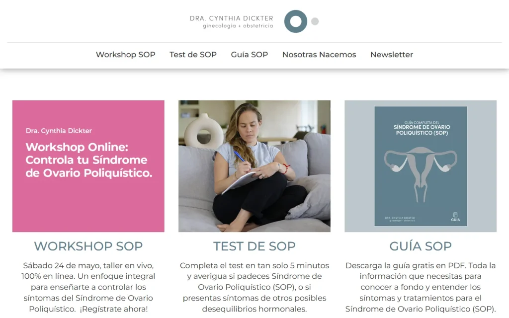 Cursos de la Dra. Cynthia Dickter: página de inicio