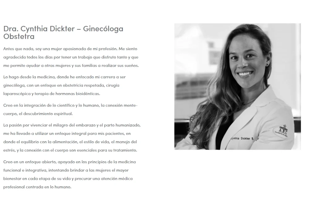 Dra. Cynthia Dickter: sección del sitio