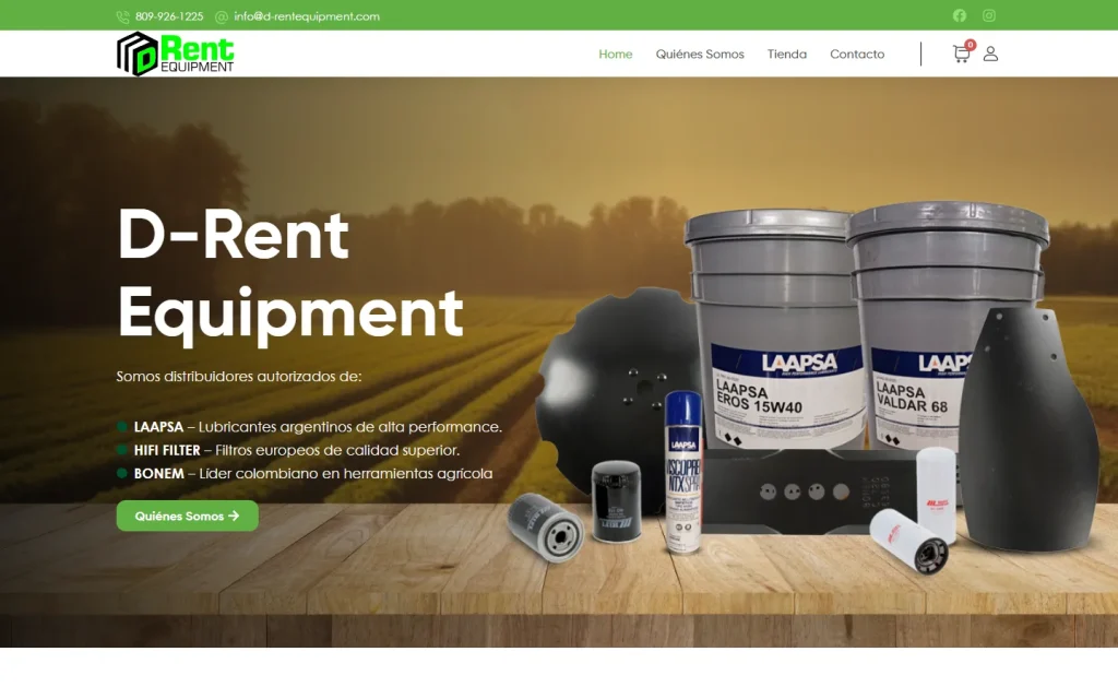 D-Rent Equipment: página de inicio