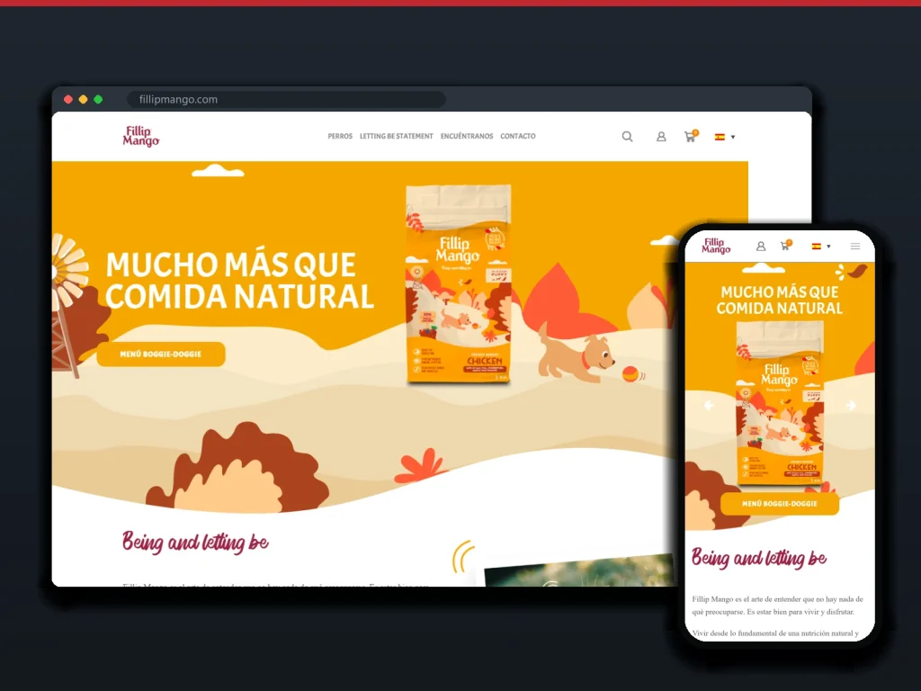 Fillip Mango: sitio en escritorio y móvil