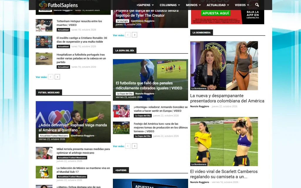 FutbolSapiens: sección del sitio