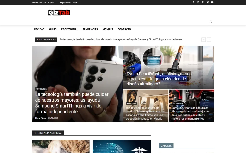 GizTab: página de inicio