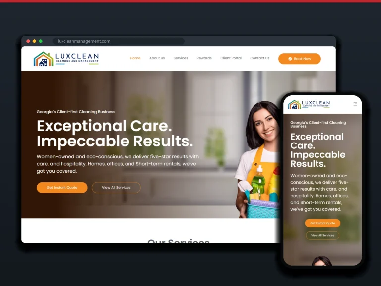 LuxClean: sitio en escritorio y móvil