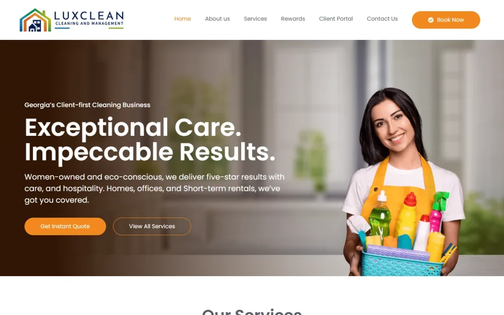 LuxClean: página de inicio