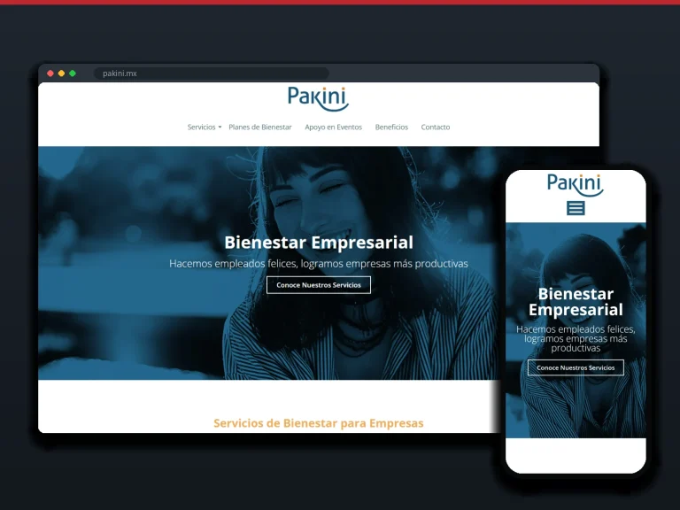 Pakini: sitio en escritorio y móvil