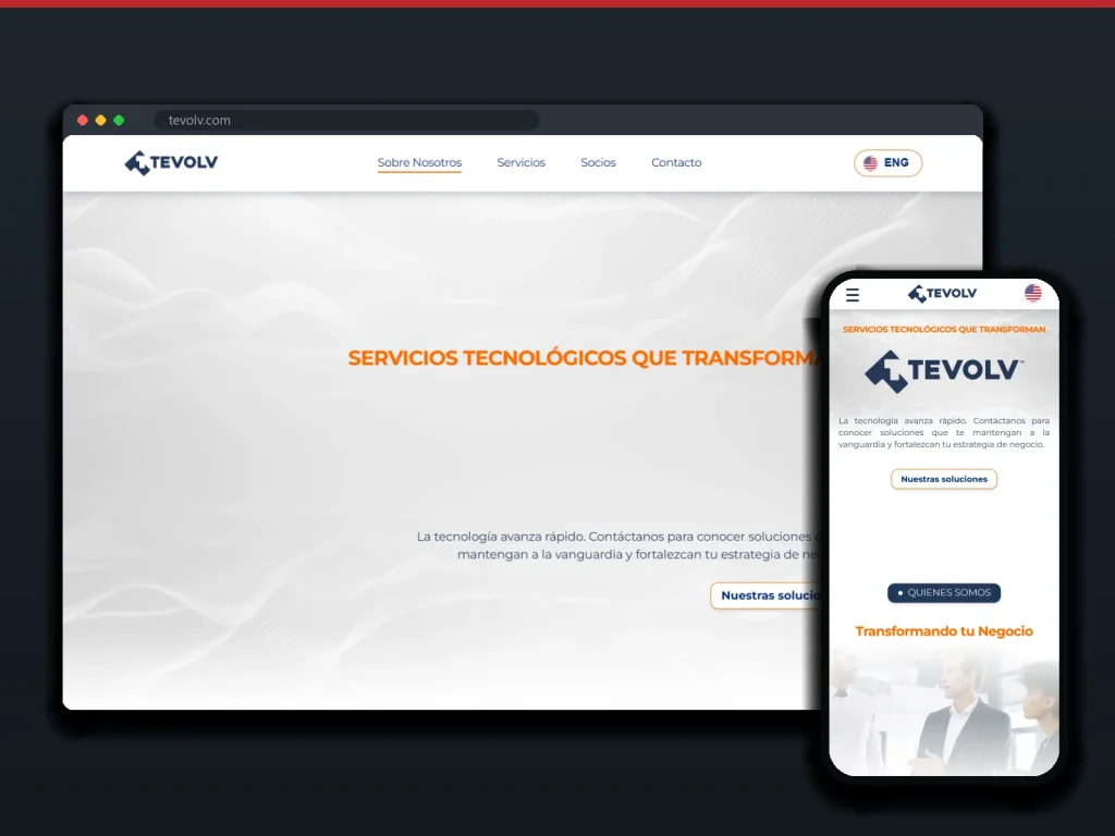 Tevolv: sitio en escritorio y móvil
