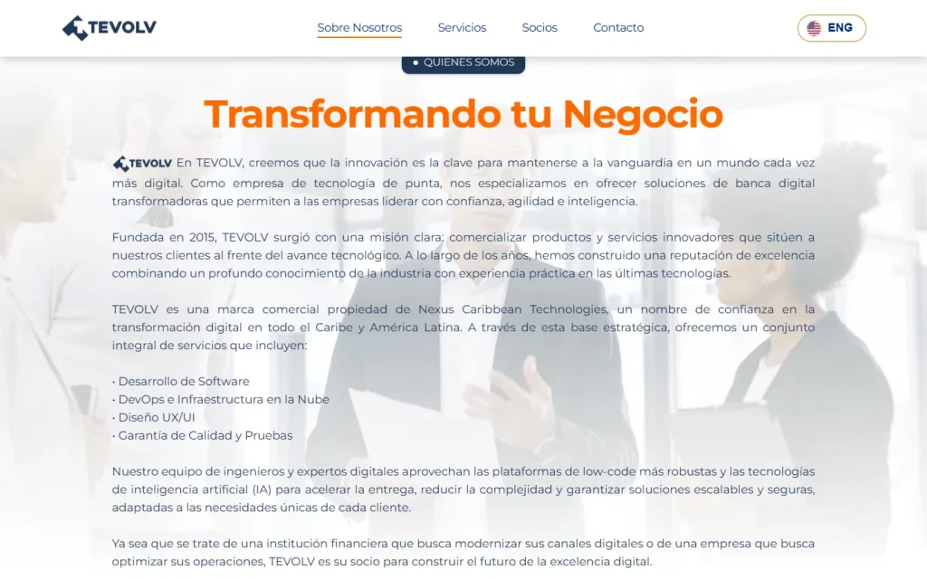 Tevolv: sección del sitio