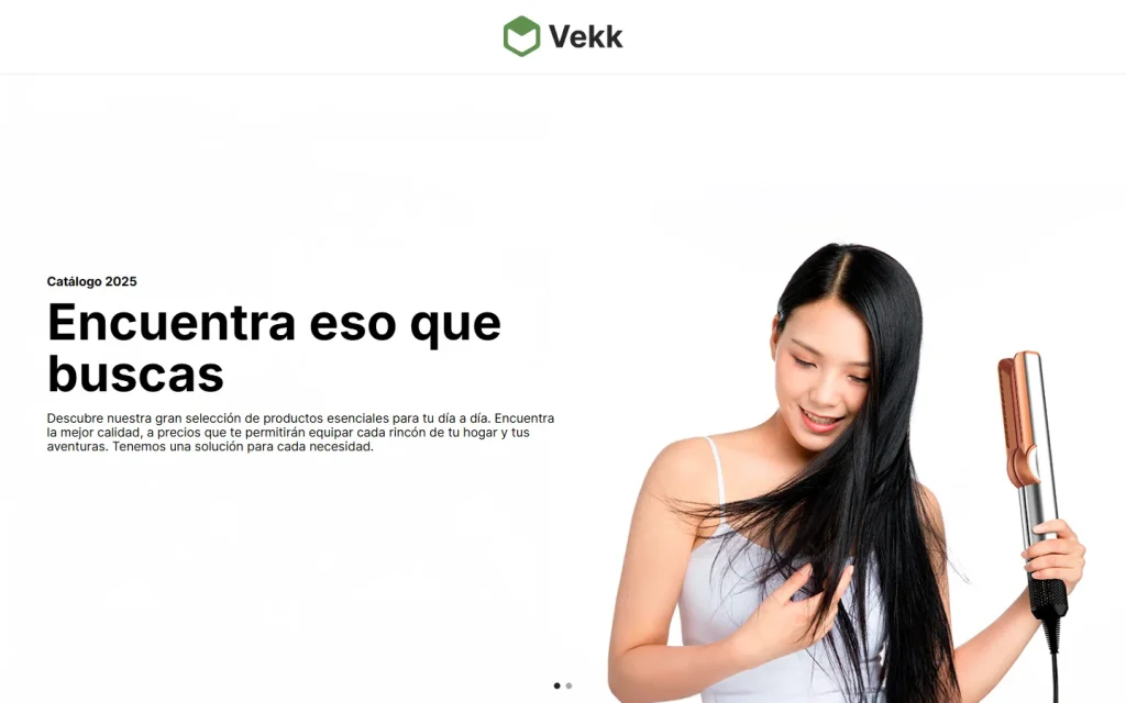 Vekkshop: página de inicio