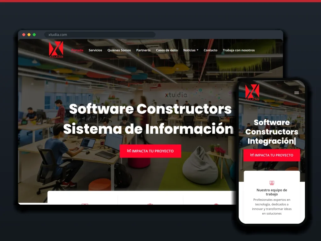 Xtudia: sitio en escritorio y móvil