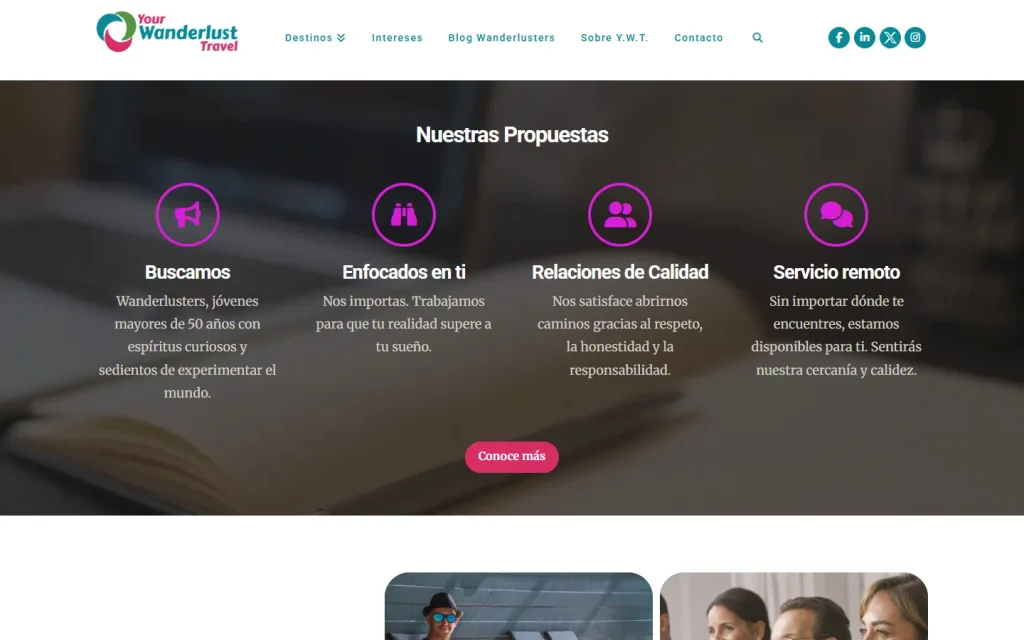 Your Wanderlust Travel: sección del sitio